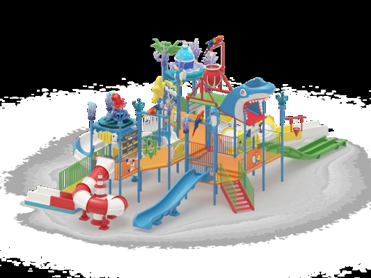 Casa parco acquatico in vetroresina stile oceano con decorazioni di animali marini sicura per bambini