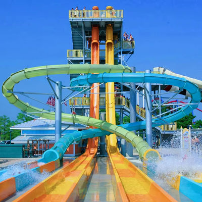 Un buon prezzo. Customized Colorful Fiberglass Water Park Slide Ending with Pool for Resort Hotels in linea
