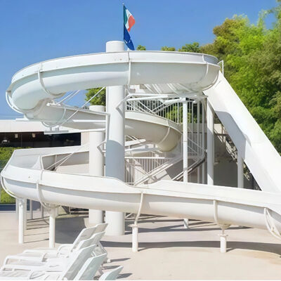 Scivolo commerciale a spirale aperto in fibra di vetro, spessore 6-8 mm, design personalizzato per parchi divertimento, piscine, tutte le età