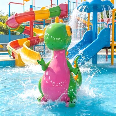 Colorato tema dinosauro bambini attrezzature giochi d'acqua per splash pad esterno e divertimento parco acquatico