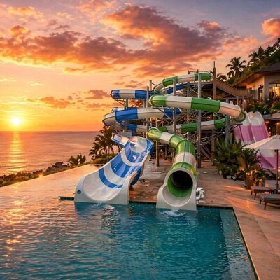 qualità Scivolo acquatico a spirale aperta chiusa in fibra di vetro spessore 6-8 mm per piscina commerciale e hotel resort divertimento Fabbrica