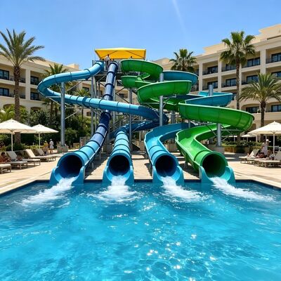 Custom Spiral Fiberglass Spiral Water Slide Combination For Professional Outdoor Aqua Park Project