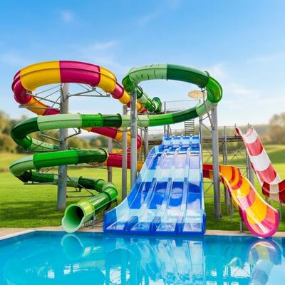 Disegno di scivolo idraulico in fibra di vetro a spirale chiusa 6-10 mm di spessore per hotel commerciali Resort Pool Aqua Park