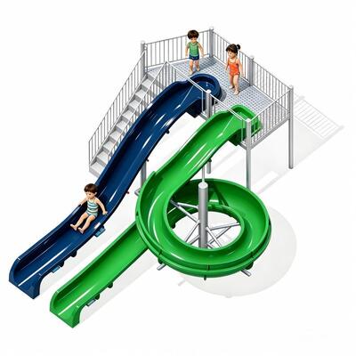 Combinazione di scivolo idraulico a spirale compatta e a fibra di vetro dritta per scivolo in piscina di parco acquatico commerciale