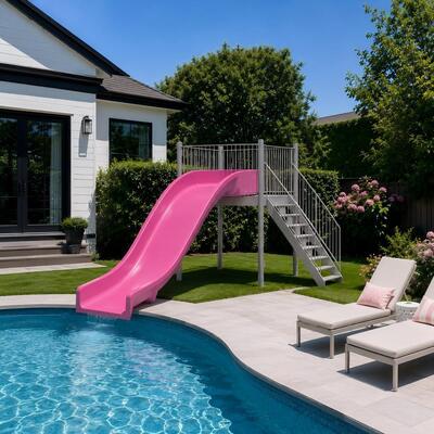 Un buon prezzo. Residenziale resistente rosa largo scivolo in fibra di vetro per adulti piscina privata e divertimento giocare bambino in linea