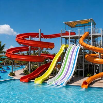 Un buon prezzo. Complesso commerciale di corse a più corsie e scivoli d'acqua a spirale in fibra di vetro per Aqua Park Resort in linea