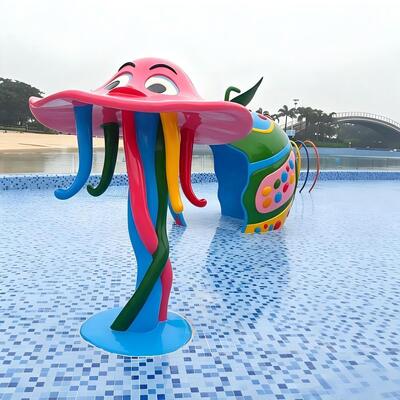 Parco acquatico Splash Pad Animali e Piante per Parco a Tema Scivolo d'Acqua Piscina per Bambini