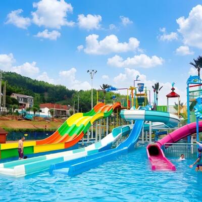 Slide d'acqua di altezza personalizzata per piscina Fibra di vetro Combinazione Set Parco acquatico