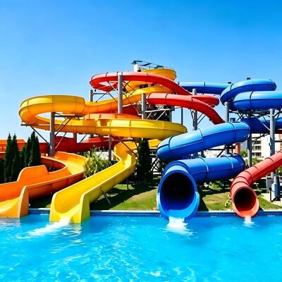 Un buon prezzo. Grandi scivoli a spirale combinati in fibra di vetro per piscina colore personalizzato in linea