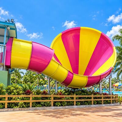 qualità Più popolare Tornado Funnel Water Slide Fiberglass Rainbow Color Water Ride Per Parchi acquatici Design Fabbrica